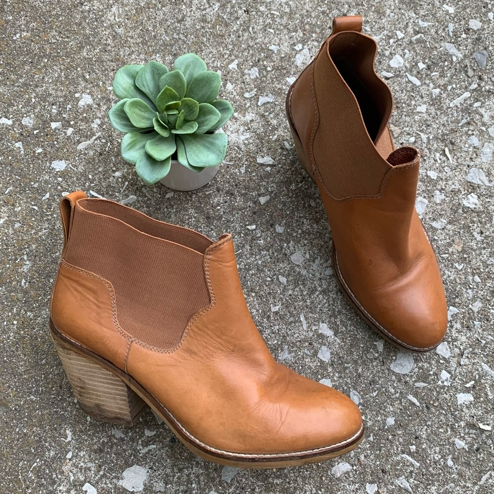 Aldo Cognac Brown Leather Ankle Booties
